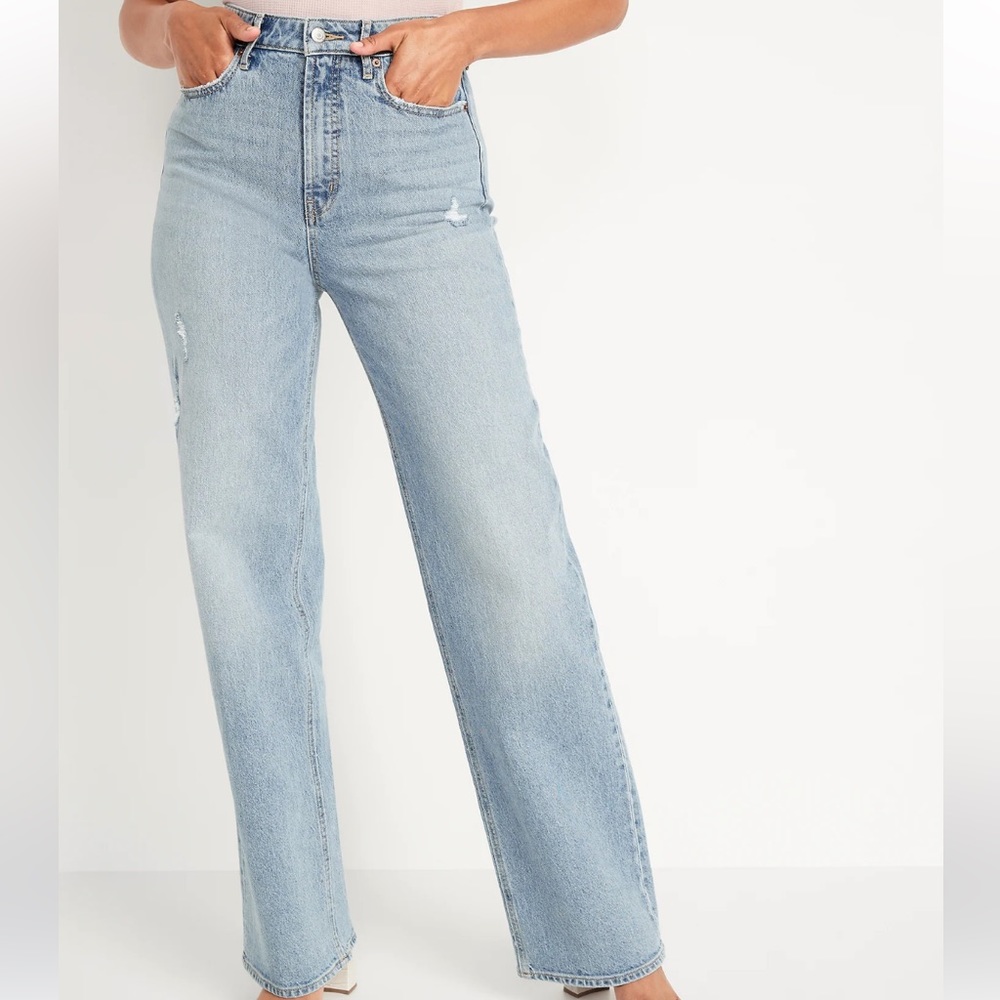 Old navy extra high rise sky hi wide leg jeans 6 tall